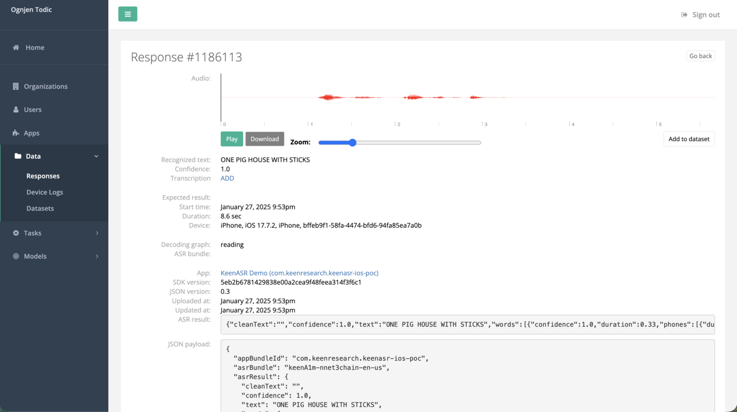 Response detail view